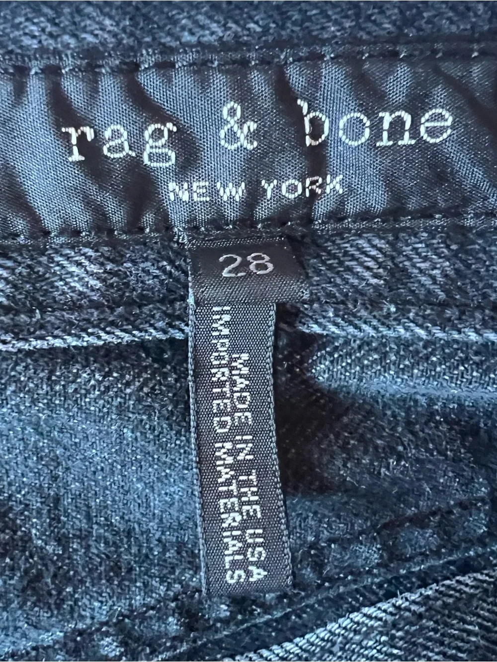 ❣️rag & bone High-Rise Black Jeans with Shiny Red Side Stripes